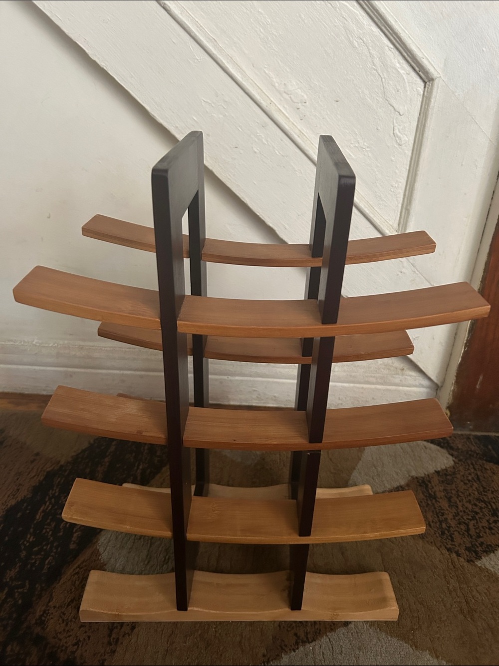 Wooden Wall Shelf Organizer - Wine holder rack Natural & Dark Brown